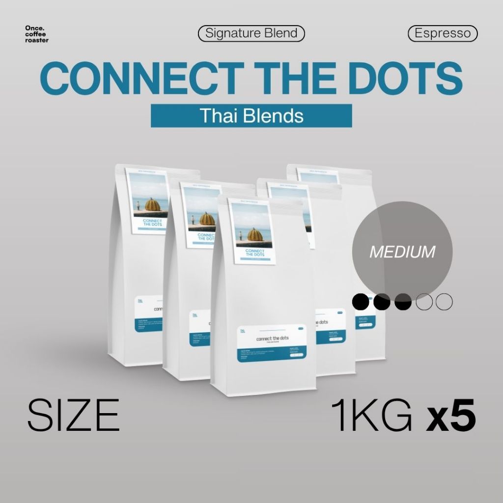 (แพ็ค1kgx5) เมล็ด Connect the Dots 🩵💙 Thai Blends [Signature Blend] Espresso คั่วกลาง (ราคาประหยัด)