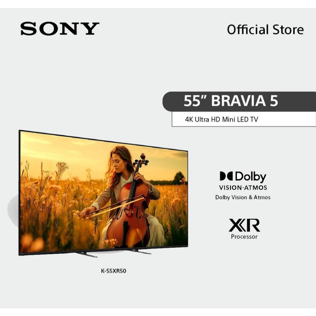 [New Model]Sony BRAVIA 5 ทีวี 55 นิ้ว รุ่น  K-55XR50 Mini LED 4K Ultra HD Smart TV (Google TV) | XR Processor