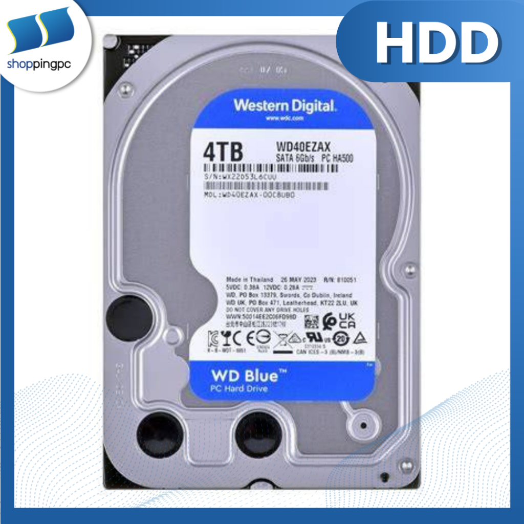 HDD WD BLUE 4 TB - SATA3 (WD40EZAX) 3.5" ประกัน6เดือน(สอบถามก่อนสั่ง)