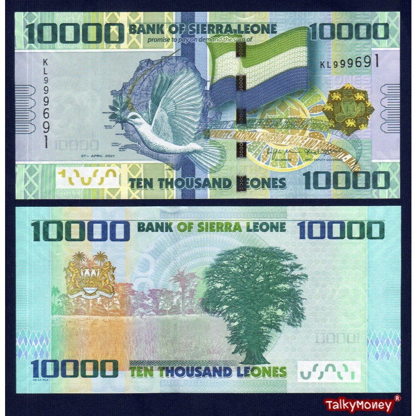 เซียร์รา ลีโอน Sierra Leone 10000 ลีโอน ปี 2021 P-33F สภาพใหม่เอี่ยม ไม่ผ่านการใช้ สำหรับสะสม