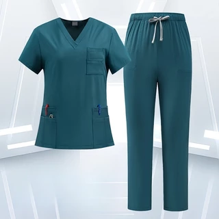 เสื้อ+กางเกงNew Scrub ชุด Unisex ผู้ชายและผู้หญิง Quick-Drying เสื้อยืดผ่าตัดเสื้อผ้าช่องปากพยาบาลหมอเสื้อผ้าทํางานสัตว์