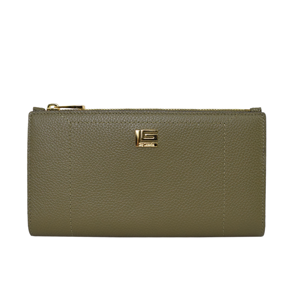 Guy Laroche 2 พับยาว + ใส่เหรียญ หนัง soft อัดลายลิ้นจี่ สีเขียว รุ่น AGP09232S6GRL