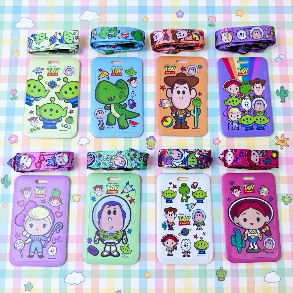 พร้อมส่ง!! ที่ใส่บัตรและสายคล้องทอยสตอรี่ Toy Story Card Holder Set พร้อมบิสกิตนม