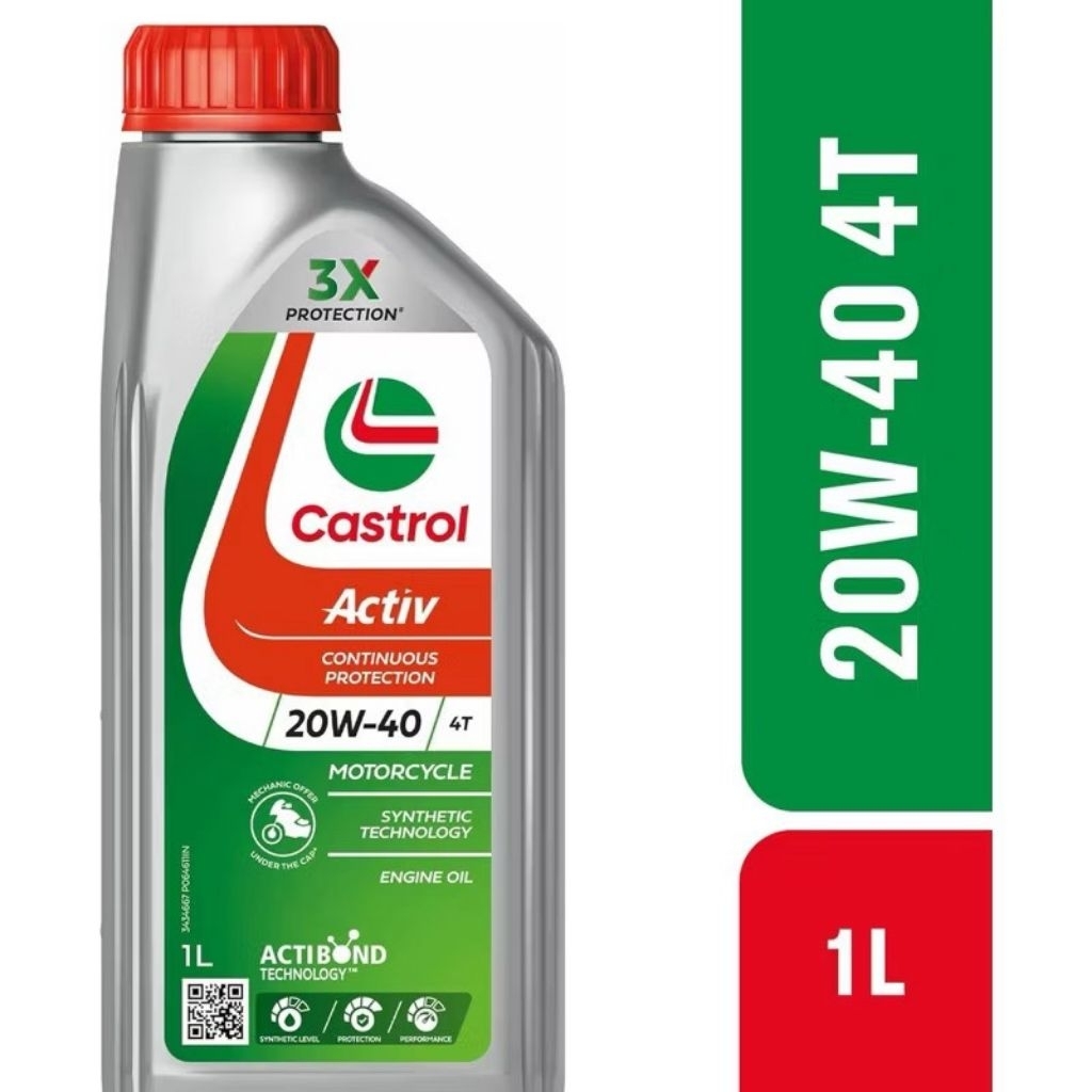 CASTROL ACTIVE 4T 20W-40 ขนาด 1ลิตร น้ำมันcastrol น้ำมันเครื่องcastrol castrol