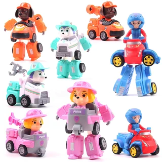 YUNLEOTOY สุดคุ้ม 9 in1 ของเล่นรถ PAW Patrol Winding Car Toys 6/9เปลี่ยนรูปได้+ลงจากรถได้! 1 กล่องมีรถ 6-9 คัน ของเล่นเด