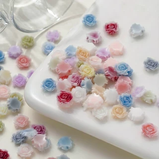 50 ชิ้น ลูกปัดดอกไม้เรซิ่น 6/8mm ดอกคามิเลีย ดอกกุหลาบ สําหรับตกแต่งเล็บ DIYใช้ในการทำเครื่องประดับ