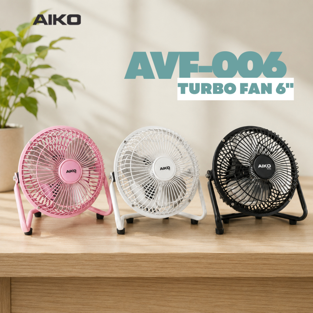 AIKO AVF-006 พัดลมใบพัดอลูมิเนียม 6 นิ้ว Mini Turbo พัดลมเล็ก ไม่ส่าย  **รับประกันมอเตอร์ 2 ปี