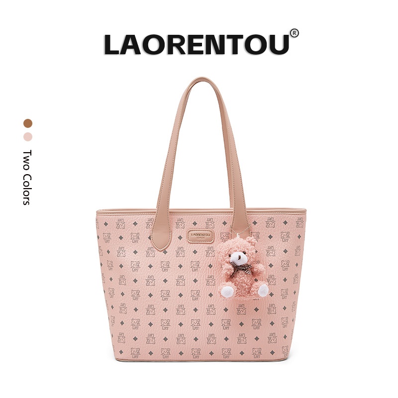 LAORENTOU กระเป๋าโท้ทสำหรับเดินทางพิมพ์ลายคลาสสิก เสื้อแขนเดียวอเนกประสงค์ เหมาะสำหรับนักเรียนและพนักงานออฟฟิศ