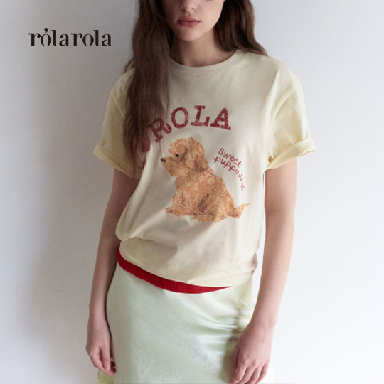 ROLAROLA - I LOVE ROLA PUPPY FRIENDS T-SHIRT ( BUTTER , CHARCOAL , WHITE)