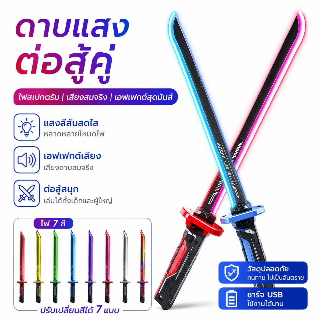 ดาบเลเซอร์ ดาบไลท์เซเบอร์ ปรับขนาดได้ ดาบสตาร์วอร์ ดาบคู่ต่อกันได้ ดาบเรืองแสง ดาบเจได ดาบของเล่น