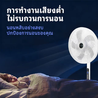 Hanatek พัดลมตั้งพื้น16นิ้ว 5ใบพัด 8ระดับลม รีโมท ตั้งเวลาได้ พัดลมระบายอากาศ เย็นสบายใช้ในบ้าน