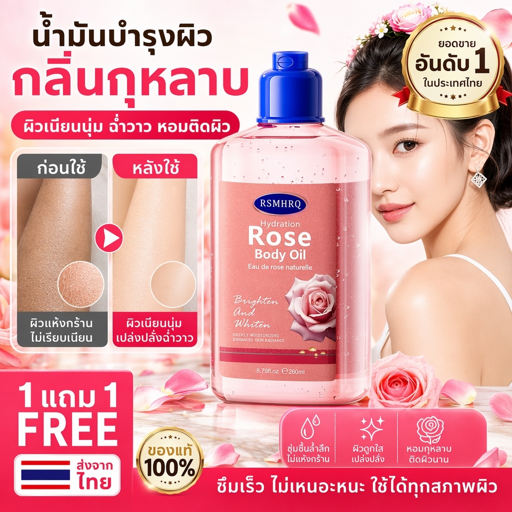 ออยล์บอดี้เนื้อเจล 260 มิล ให้ผิวอิ่มน้ำ โกลวสวย ขาวกระจ่างใส สัมผัสไม่เหนียวติดผิว