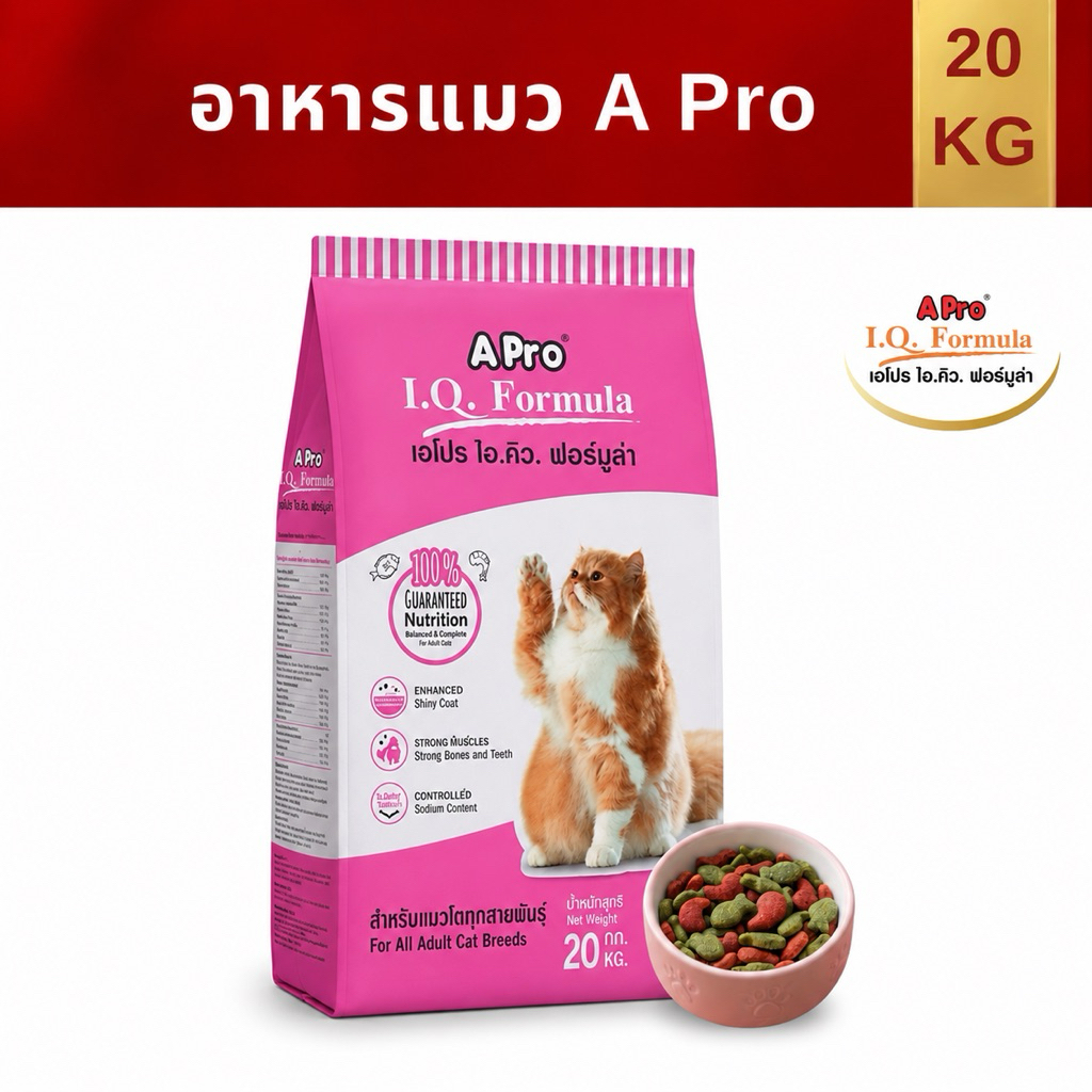 อาหารแมว A Pro I.Q. 20 กก. บำรุงขนและสายตา