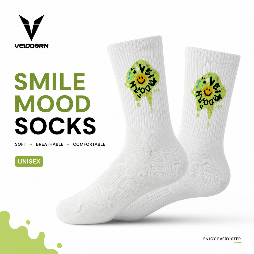 VEIDOORN ถุงเท้าแฟชั่น Smile Mood Socks ใส่สบาย ระบายอากาศได้ดี