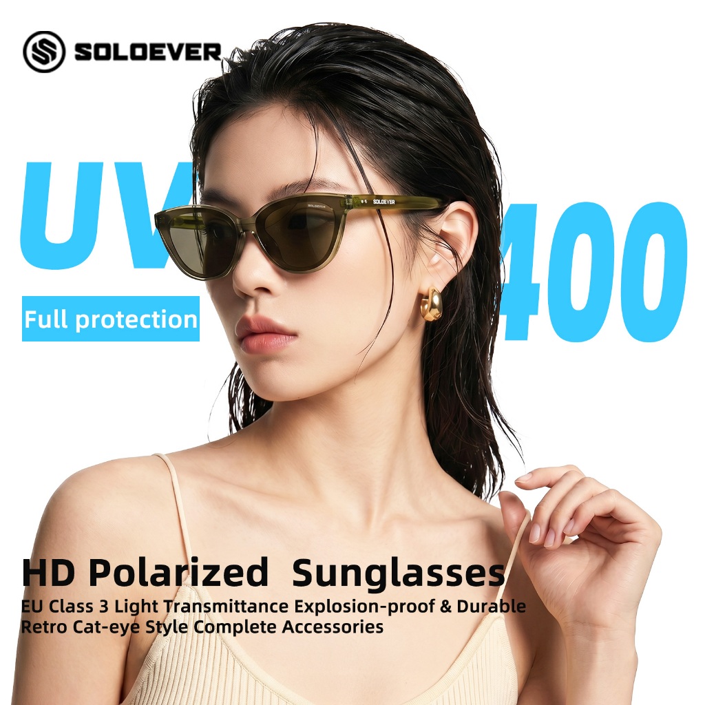 SOLOEVER แว่นกันแดดดีไซน์เก๋ เลนส์โพลาไรซ์ทันสมัย ​​สไตล์เกาหลี ใช้ได้ทั้งชายและหญิง ไอเท็มที่ต้องมีสำหรับทุกชุด
