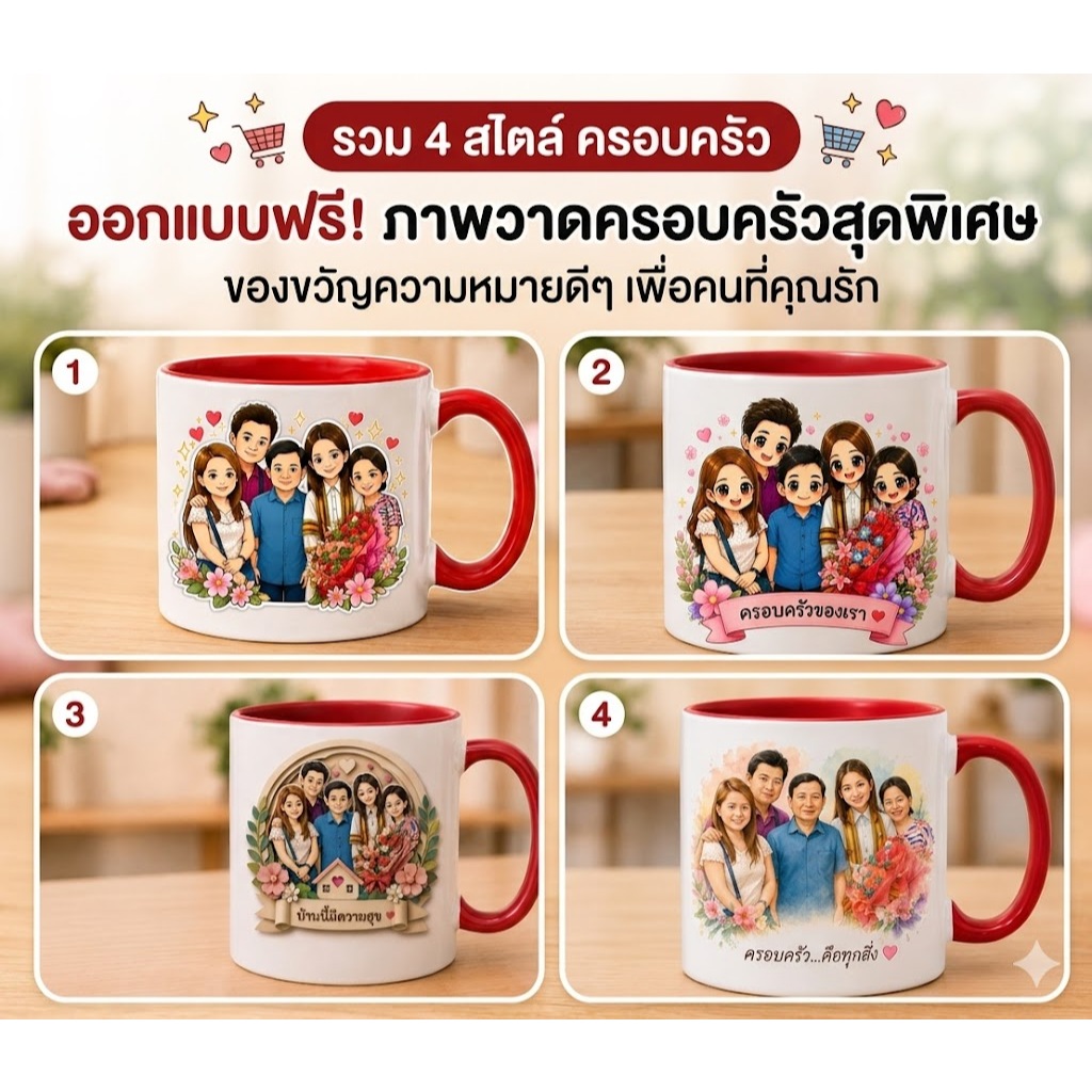 แก้วสกรีนรูปครอบครัว ออกแบบฟรี เฉพาะคุณ ของขวัญชิ้นเดียวในโลก เพียงแชทหาเราและส่งรายละเอียด