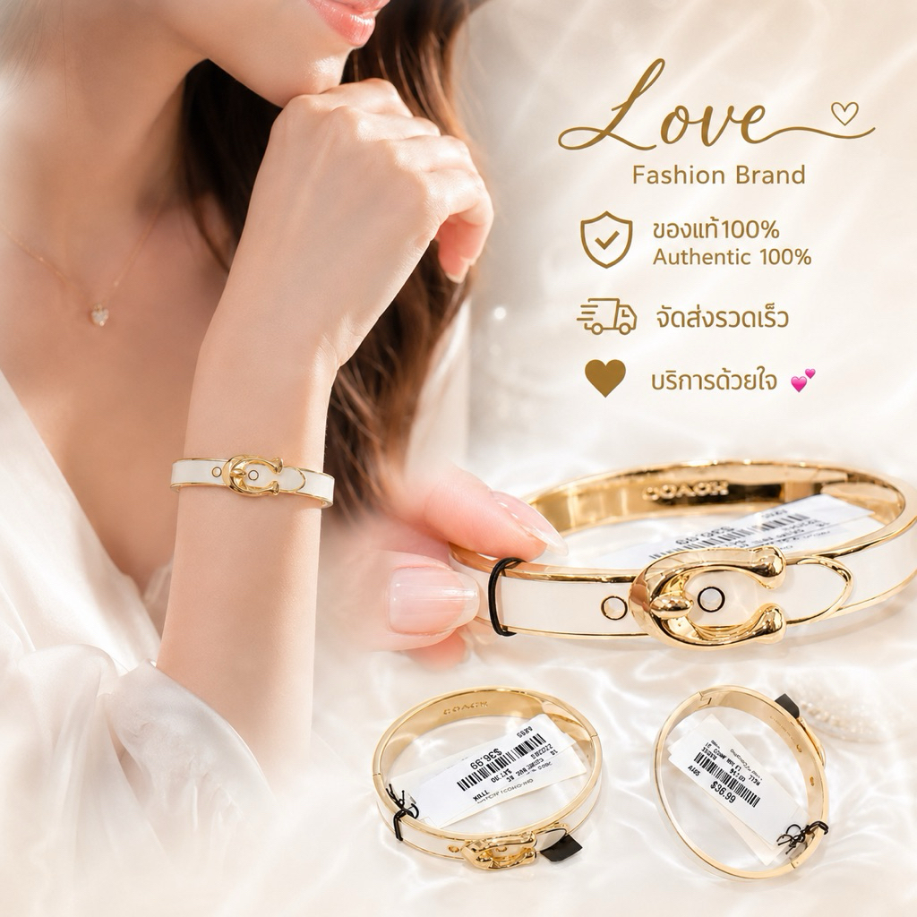👑ผ่อน0%👑 กำไล SIGNATURE PUSH HINGED BANGLE  F67480 67480 382792