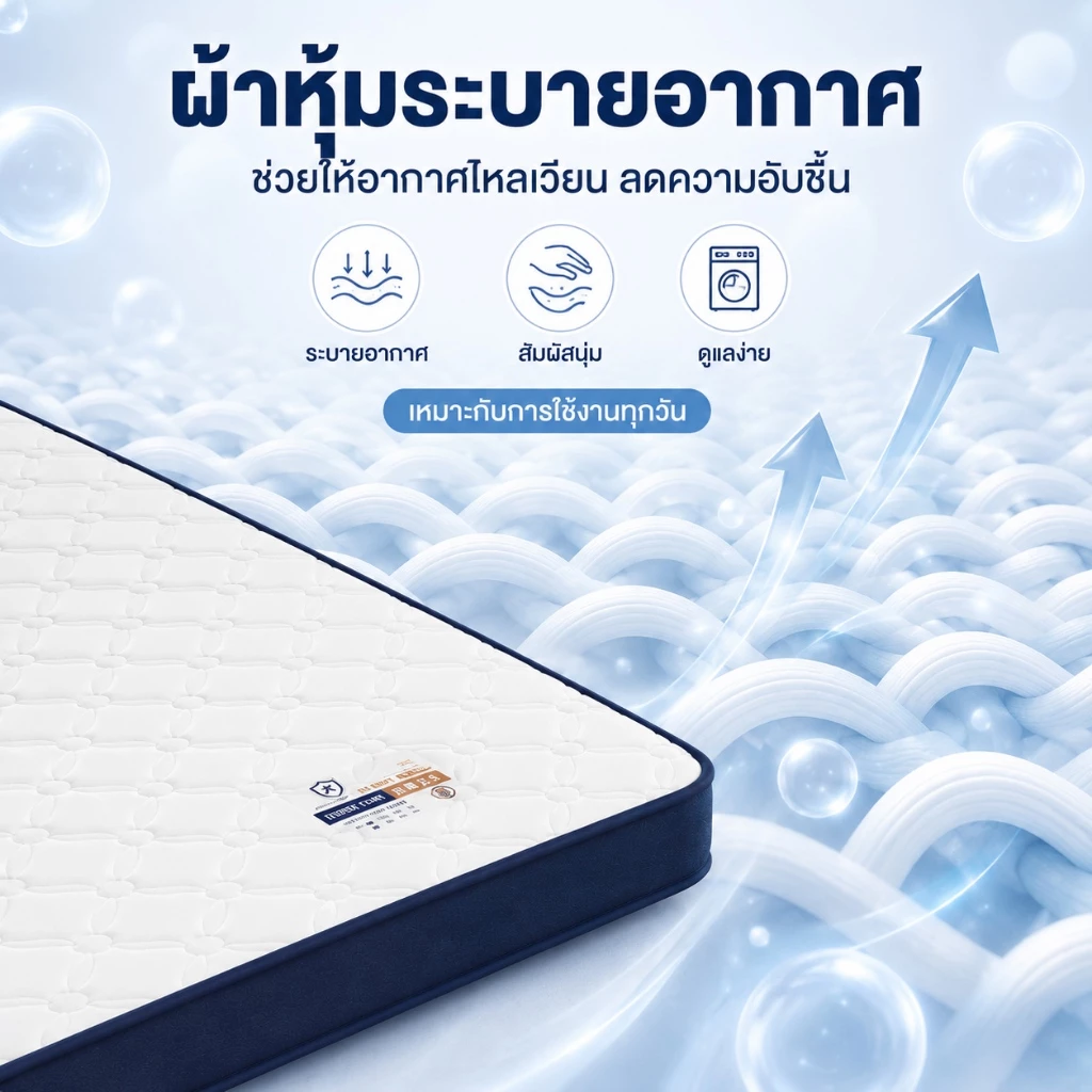 ที่นอนยางพารา 100% 3/3.5/4/5/6ฟุต ที่นอนเพื่อสุขภาพ ลดอาการปวดหลัง ไม่มีฟอร์มาลดีไฮด์ ส่งฟรี COD thumbnail 5