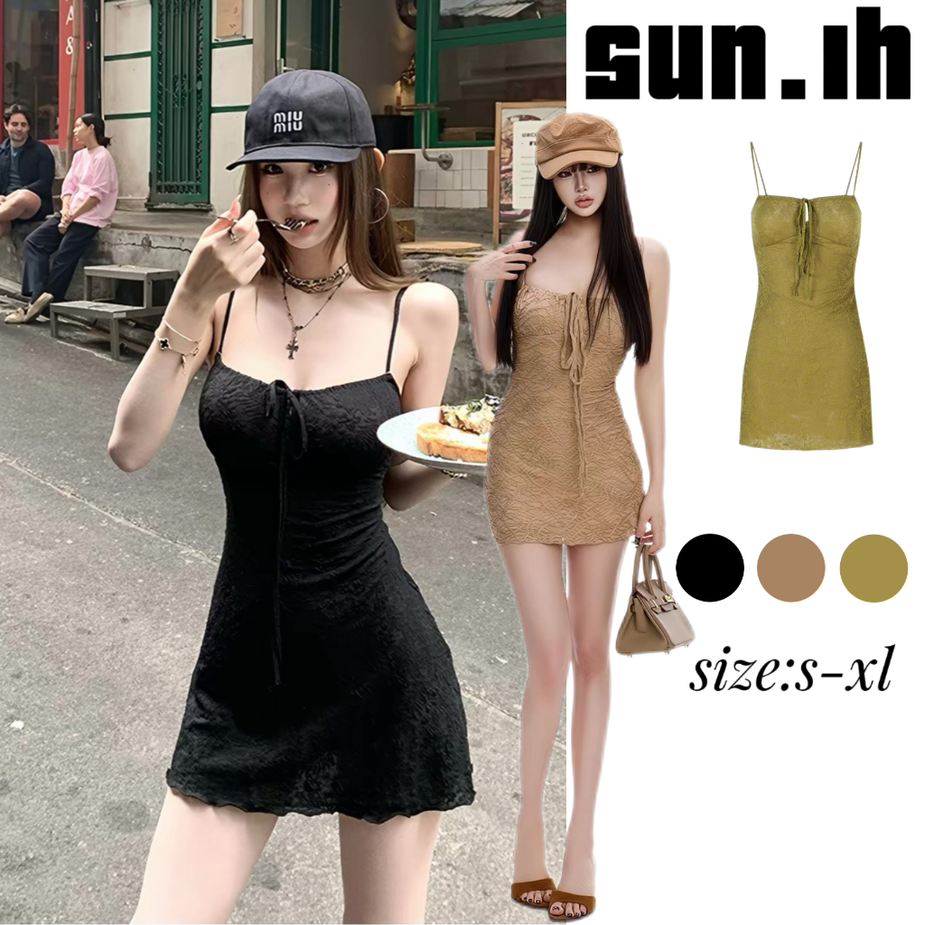SUN🛍️พร้อมส่ง🛍️เดรสสายเดี่ยวสไตล์ใหม่สำหรับฤดูร้อนปี 2026 - เดรสรัดรูปช่วงเอวมีเท็กซ์เจอร์