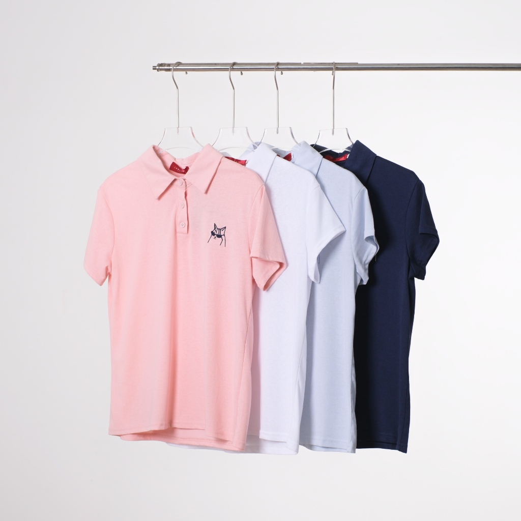 Lawyer Store [8221284]  เสื้อคอปกแขนสั้น ปักแมวใส่แว่น SLW  เสื้อยืด งานปักอย่างดี เสื้อคอปก ดีไซน์เก๋ มี 4สี