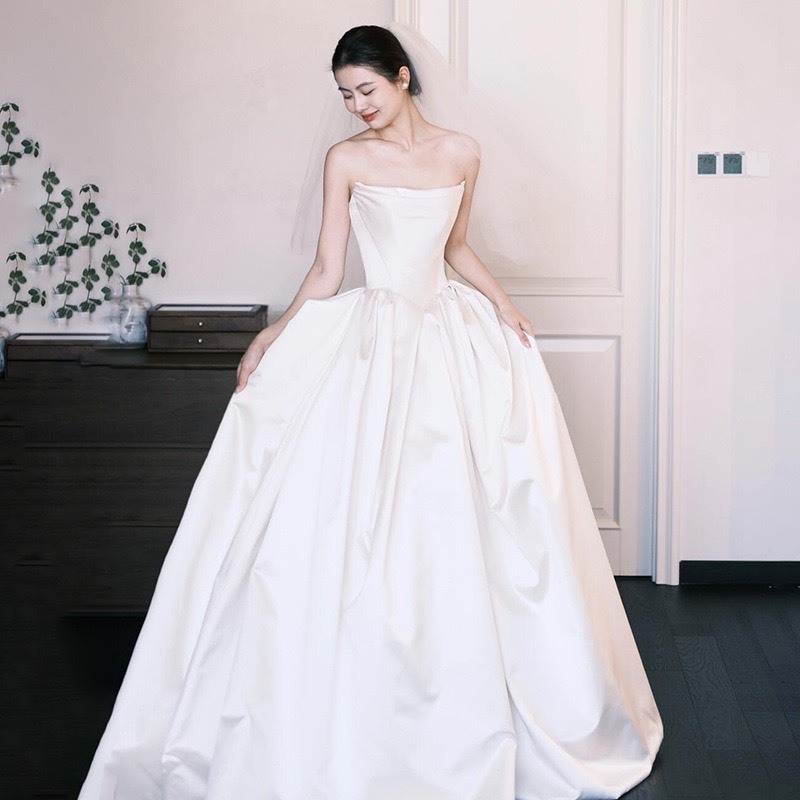 E130-N พร้อมส่งจากไทย ชุดแต่งงาน ชุดเจ้าสาว ชุดถ่ายพรีเวดดิ้ง ชุดafter party ชุดงานหมั้น เดรสสั้น เดรสมินิมอล