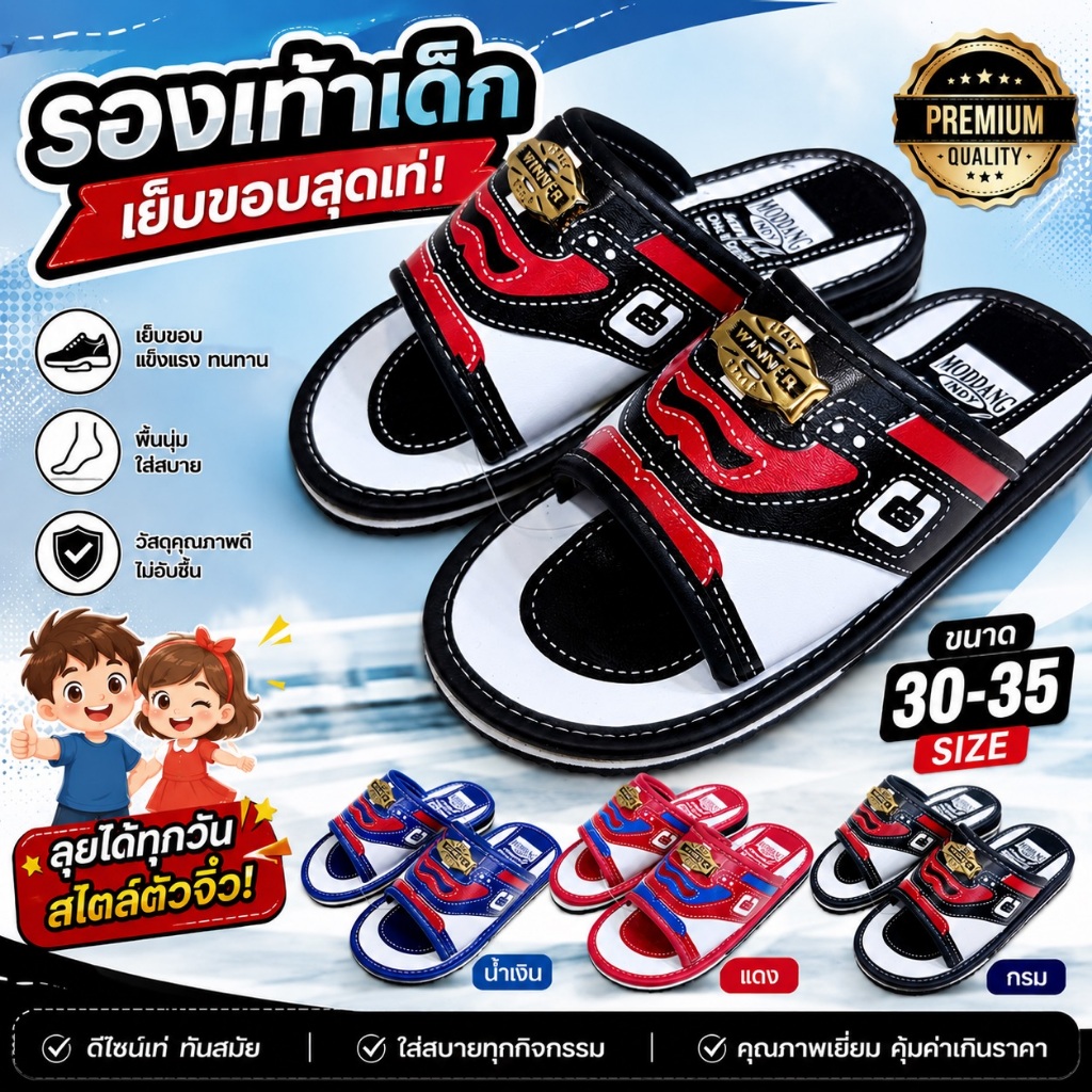 รองเท้าเด็ก แฮนด์เมด เทวิน รุ่นเย็บขอบ ขนาด 30-35 พร้อมส่ง!!