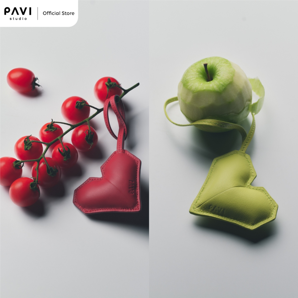 Pavi Studio - Charm Xīn ที่ห้อยกระเป๋ารูปหัวใจ หนังแท้ มี 2 สี