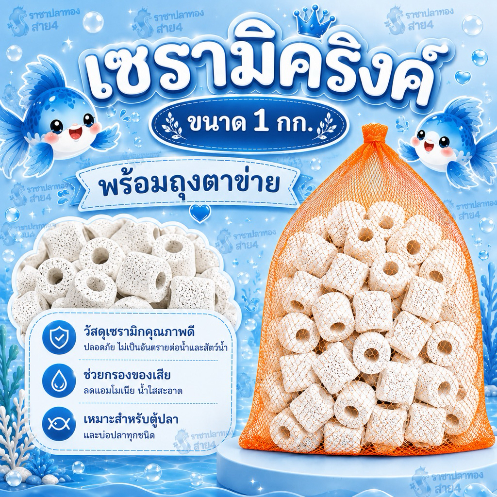 เซรามิคริงค์ สีขาว รูพรุน ขนาด 1 กิโลกรัม