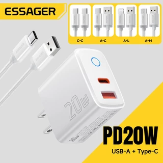 เครื่องชาร์จเร็วแบบพกพา PD20W มาพร้อมชุดสายชาร์จ A-C/C-C/A-L/A-Micro