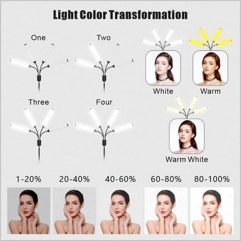 LED Makeup Light Live Streaming 2/4/6 Arm Photography Lamp thumbnail 5