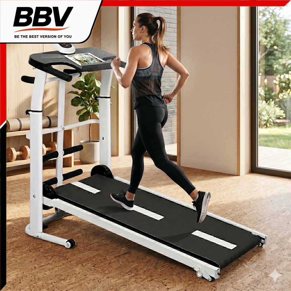 BBV ลู่วิ่งไม่ใช้ไฟฟ้า Manual Treadmill ลู่วิ่งไร้มอเตอร์ พับเก็บได้ ลู่เดิน ระบบสายพาน สำหรับออกกำลังกาย