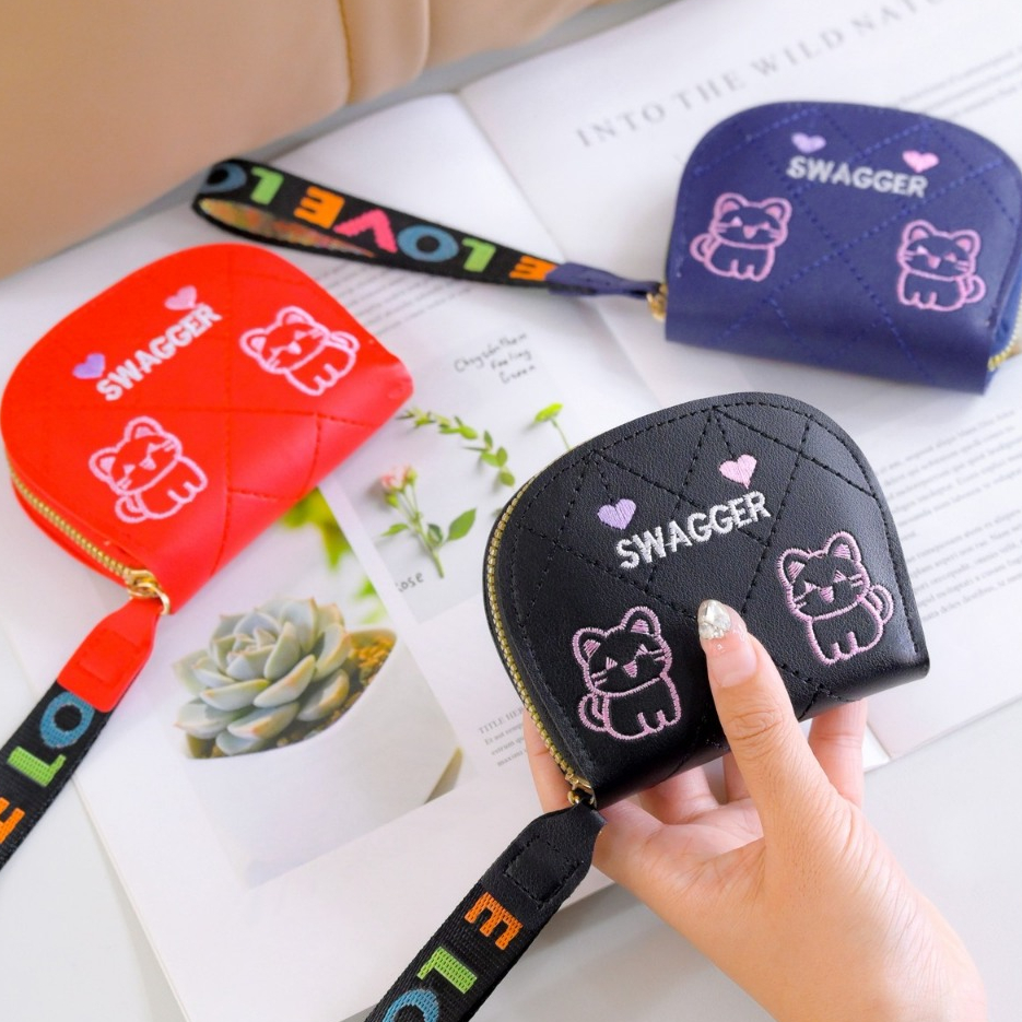 กระเป๋าสตางค์ใบสั้น ปักลาย ชิบะ ใส่เหรียนได้เยอะ (GC-060)