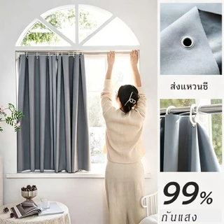 สีเทา ผ้าม่านตาไก่ ผ้าม่านกันรังสียูวี 99% ผ้าม่านกันแสงดีไซน์เรียบง่าย ผ้าม่านประตู ติดตั้งง่าย พร้อมจัดส่งทันที