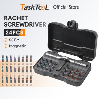 TASKTOOL ชุดไขควงอเนกประสงค์ 24 ชิ้น ชุดไขควงแรตเช็ต ชุดไขควงพกพา Screwdriver Set ไขควงแม่หเล็ก ไขควงอเนกประสงค์สํา