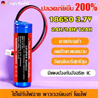 💥ปลอดภัยขึ้น 200%💥 แบตเตอรี่ 18650 3.7V 6000mah พร้อมแผ่นป้องกัน สายไฟหัวโมเลค2พิน ถ่านชาร์จ โซล่าเซลล์ แบตเตอรี่ลิเธีย