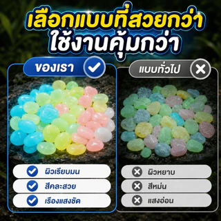 [WEIYI] 100 ชิ้น ก้อนกรวดเรืองแสง หลากหลายสี สำหรับตกแต่งสวนและตู้ปลา DIY มี 10 สี ให้เลือก