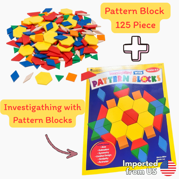 [พร้อมส่ง]Plastic Pattern Blocks (125 Pcs) + Activity Cards ชุดตัวต่อเรขาคณิต ฝึกตรรกะและคณิตศาสตร์