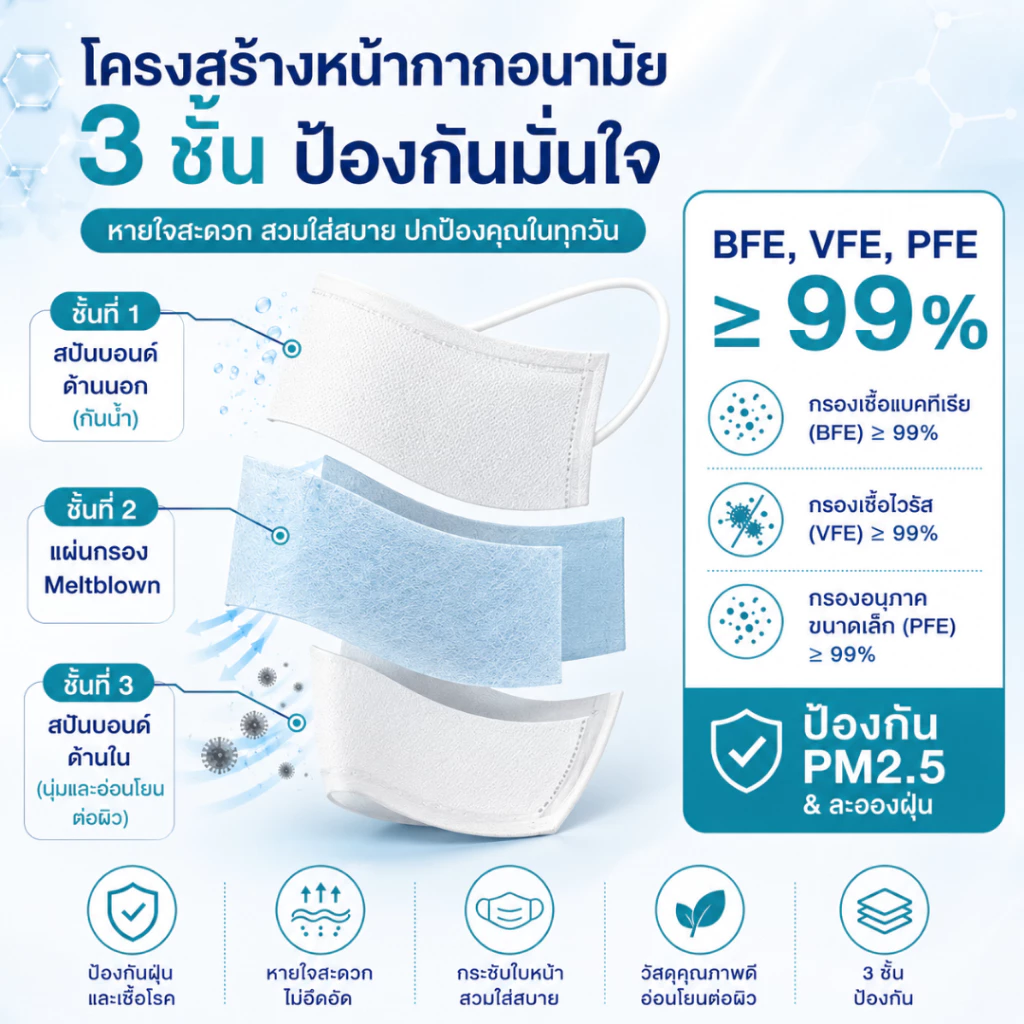 【แมส 3D】WALLIAS Medical Mask หน้ากากอนามัยทางการแพทย์3D แมสก์ทรง 3D ป้องกันฝุ่นPM2.5 ทรงสวย ใส่สบาย มาตรฐาน thumbnail 4