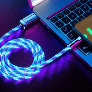 LED Glow Flowing Charger USB Cable Type C ไทป์ซี / Micro Android แอนดรอยด์ /ไอโฟม Charging Cables Fast Charge Wire Cord-