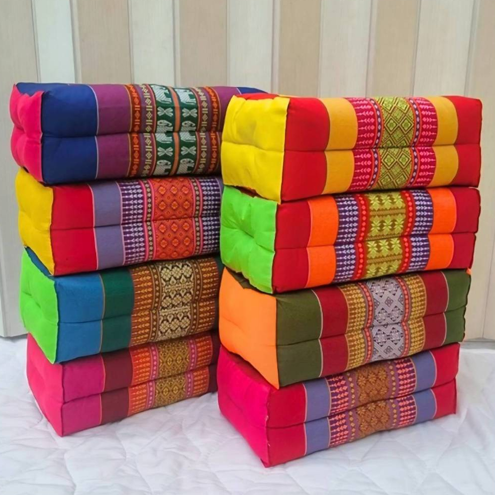หมอนขิด หมอนลายไทย หมอนอีสาน ยัดนุ่นแท้100% ขนาด 17X35X12 CM.
