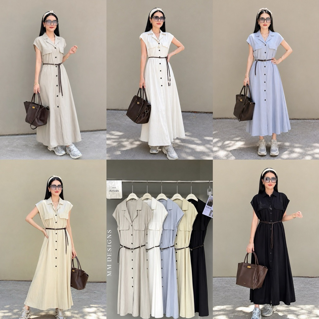🌈🌿🌼🌺🌸🖤🧡🤎🇰🇷Cotton Sleeveless Maxi Dress Belt