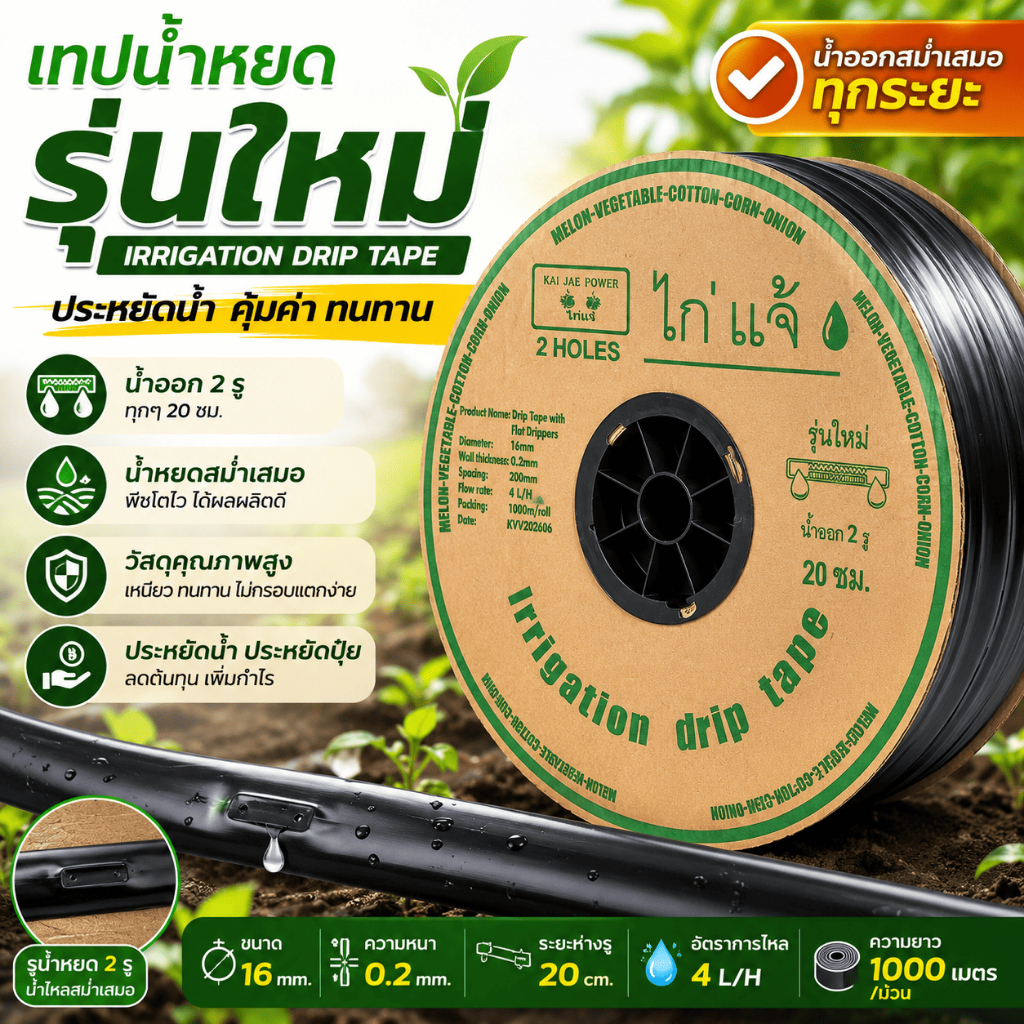 เทปน้ำหยด สายน้ำ ✅ถูกที่สุด✅ ทุกยี่ห้อ 20 ซม. 30 ซม. สายส่งน้ำ เทปน้ำพุ่ง แบบกิ๊ป  1-2 รู ทุกรุ่น