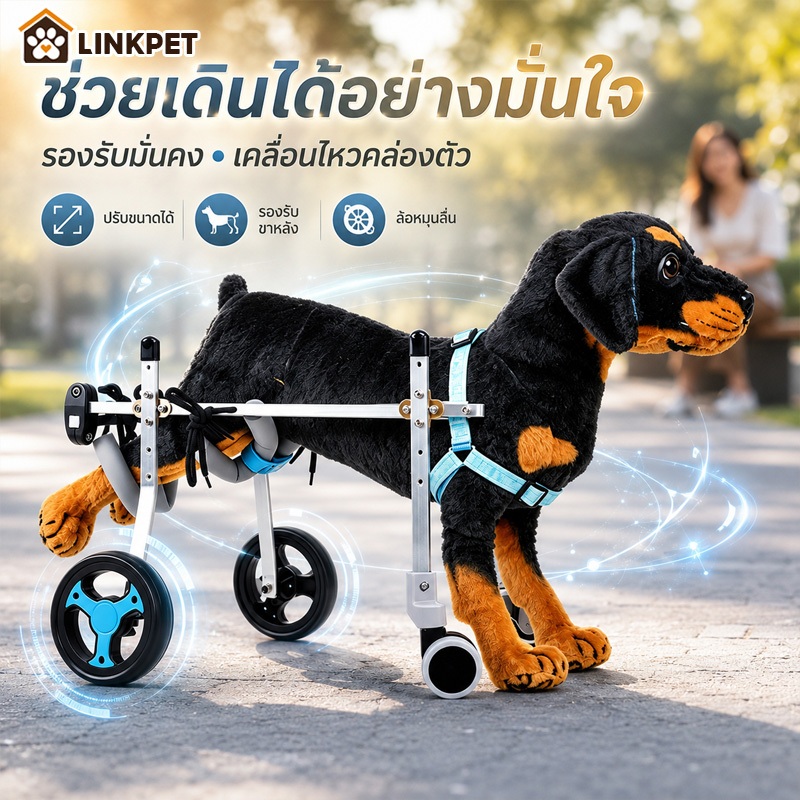รวีลแชร์สุนัข รวีลแชร์สุนัขที่มีอายุมากกว่า รถช่วยเหลือสัตว์เลี้ยง 2/4 ล้อ เฟรมอลูมิเนียมเกรดการบิน
