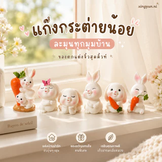 แก๊งกระต่ายจำนวน6ตัว มีกาวติด วางตกแต่ง ติดตกแต่ง น่ารัก โมเดลฟิกเกอร์WY-0109