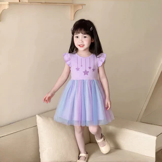 PRINCESS KESLI 1-12 ปี เดรสเด็กผู้หญิง ชุดเจ้าหญิง ชุดเด็ก สไตล์น่ารัก แขนกุด ผ้าทูลล์ านุ่มใสสบายฯ แฟชั่นฤดูร้อนเด็ก
