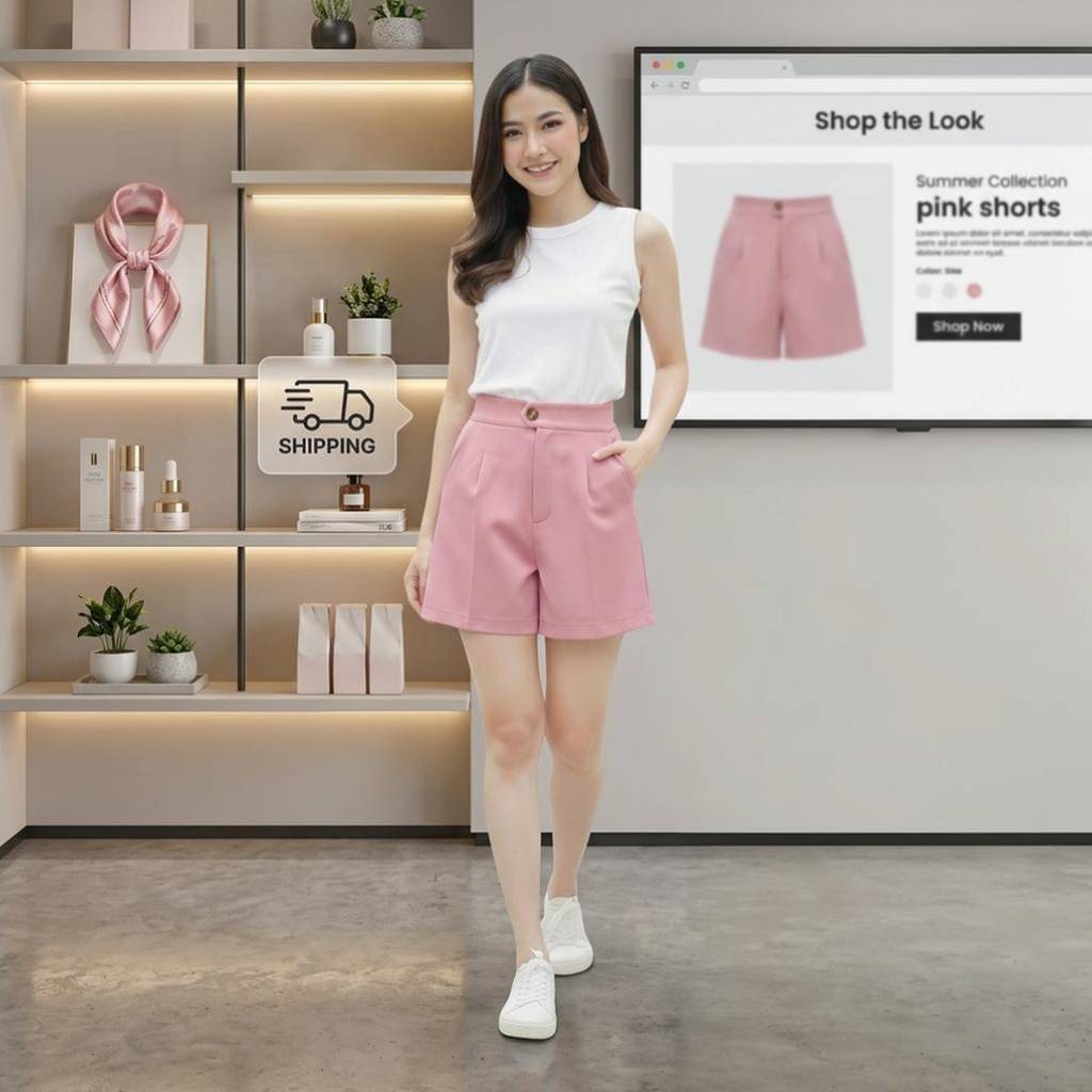 กางเกงขาสั้นแต่งขอบธนูใส่สบายทุกเทศกาล S-3XL