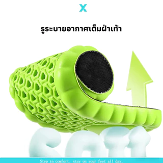 แผ่นรองรองเท้า PU นุ่มเด้ง รองรับแรงกระแทก ลดปวดเท้า ระบายอากาศดี ไม่อับ ไม่เหม็น ใส่สบายทั้งวัน