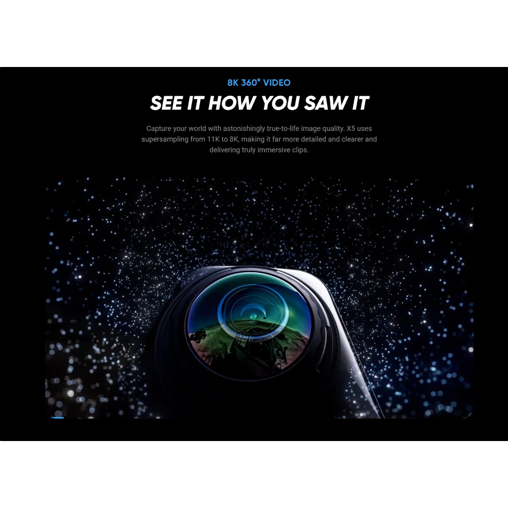 INSTA360 X5  กล้องแอคชั่น ถ่ายวิดีโอ 8K กันน้ำลึก 15m Sensor 1/1.28" ถ่ายรูป 72MP 360 Action Camera thumbnail 6