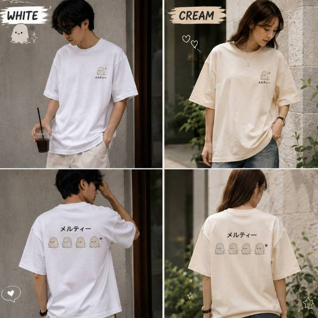 เสื้อยืดแฟชั่น Oversize ผ้า Cotton หนานุ่ม ลาย Minimal Ghost02