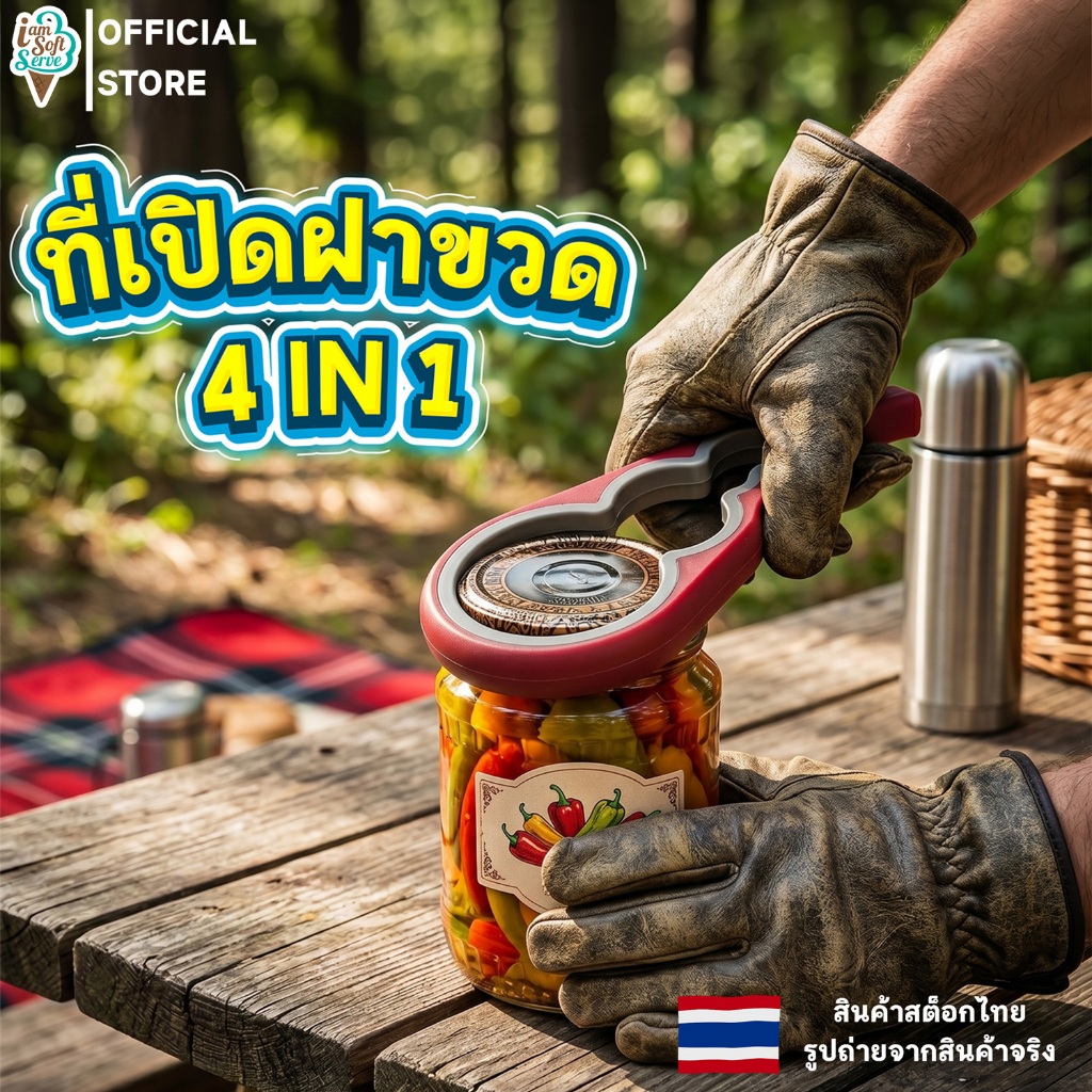 ที่เปิดฝาขวดโหล ที่เปิดขวดฝาเกลียว 4 IN 1 อเนกประสงค์ แบบพกพา ดีไซน์มินิมอล